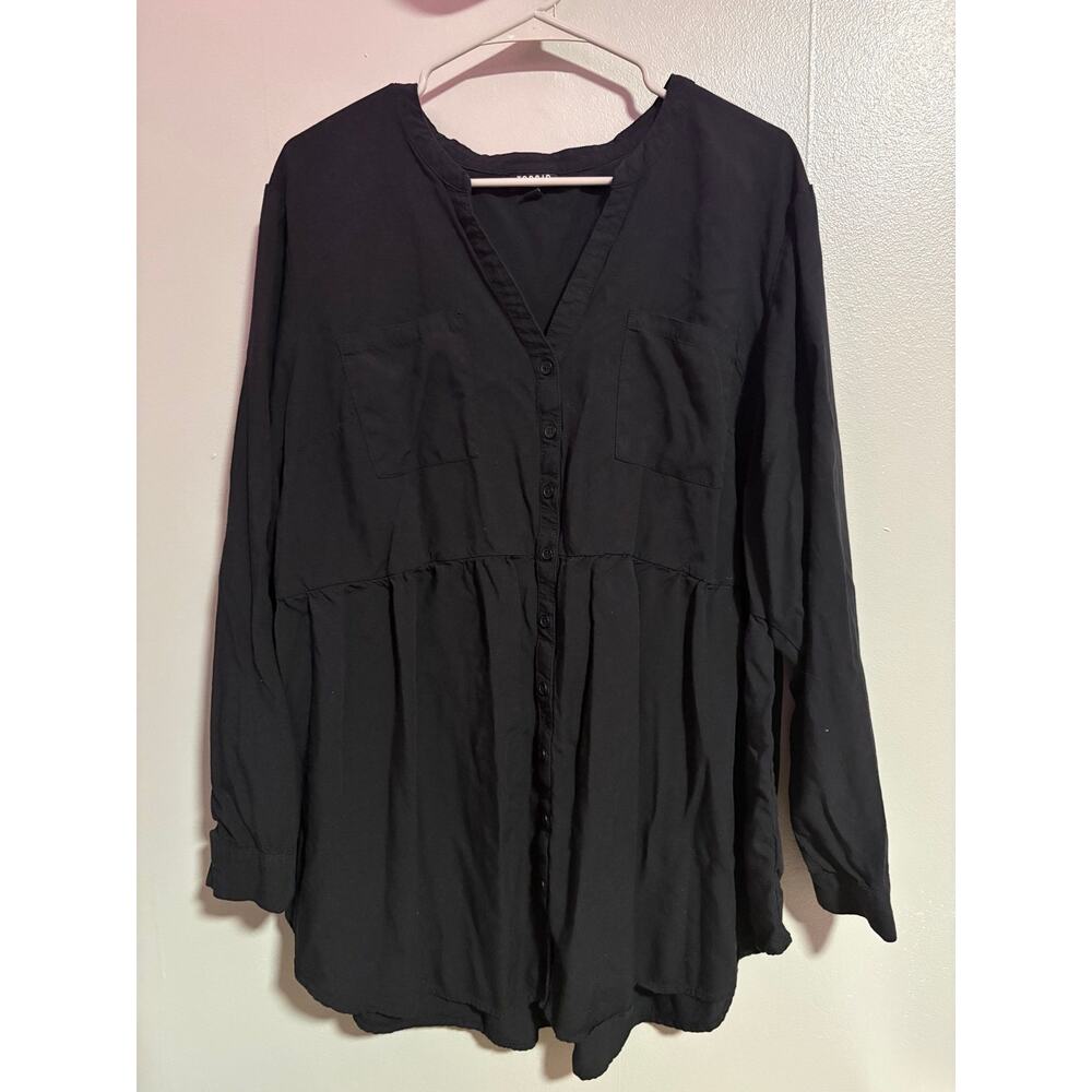 Torrid Black Button Front Babydoll Blouse Size 3 - Picture 1 of 4